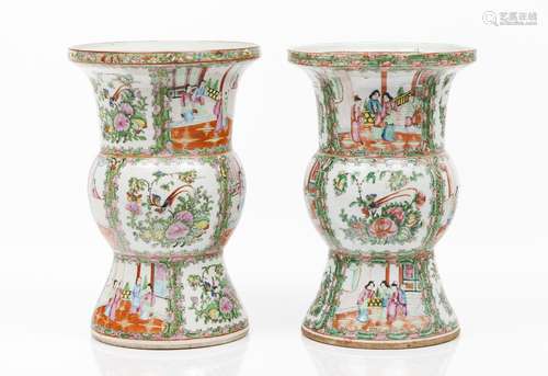 A pair of "Canton" beaker vases