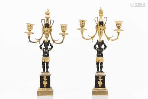 A pair of Directoire candelabra