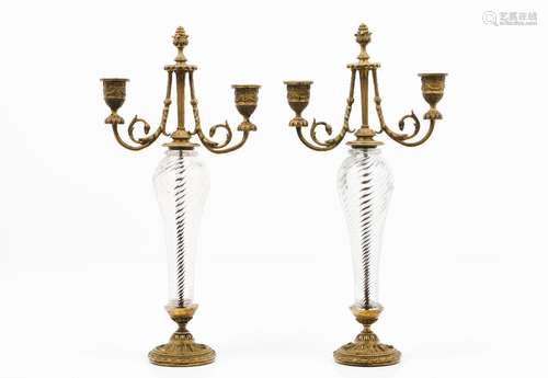 A pair of Napoleon III two branch candelabra