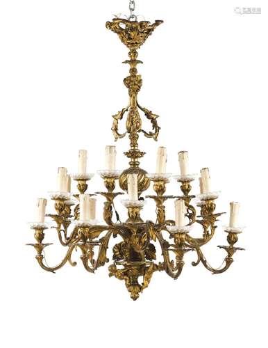 A Louis XV style eighteen branch chandelier