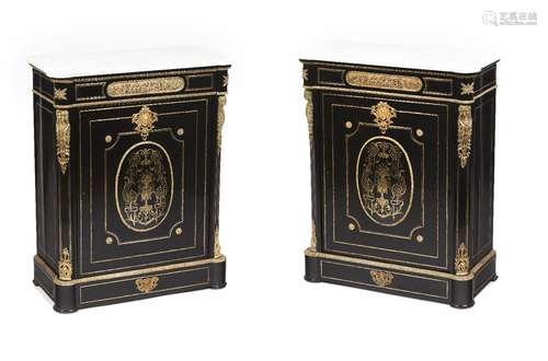 A pair of Napoleon III low cupboards<br />