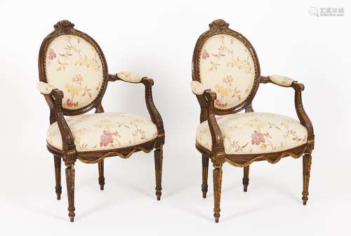 A pair of neoclassical fauteuils