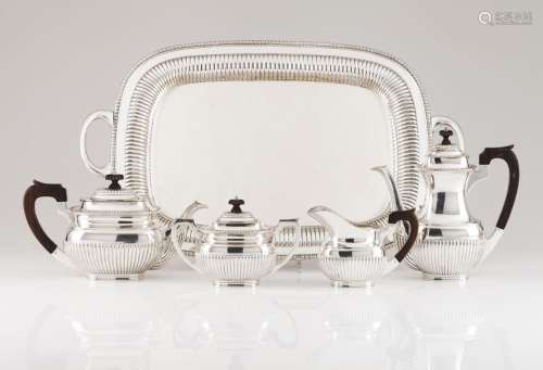 A tea and coffee set with tray