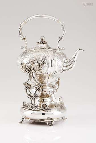 A tea kettle with stand and burner