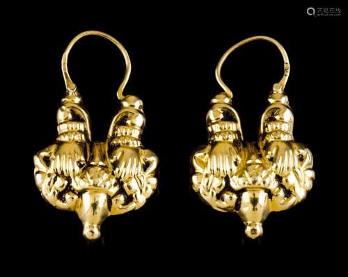 A pair of patterned loop earrings