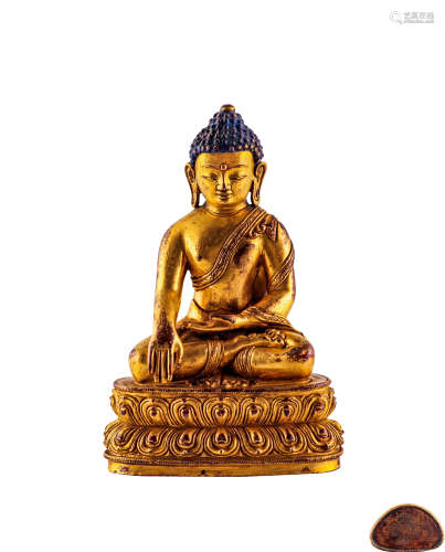 銅鎏金釋迦牟尼佛像