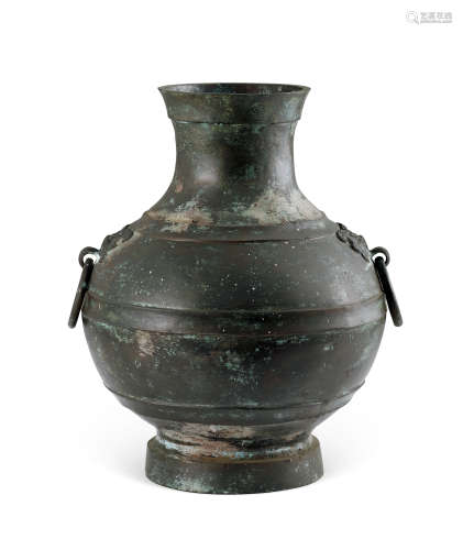 漢代 雙獸耳青銅壺 (有修補)