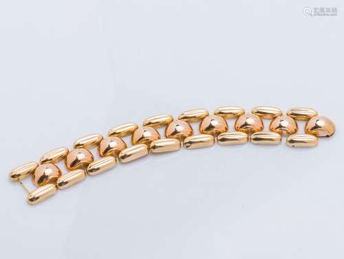 Bracelet tank articulé en or jaune et or rose 18 carats (750...