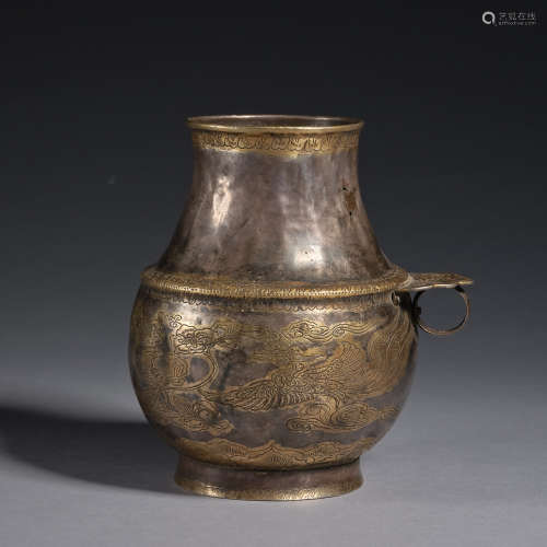 An archaic silver 'phoenix' drinking vessel, Liao Dynasty