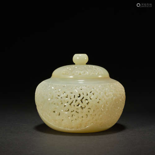 A white jade reticulated 'lotus' incense burner ,Qing dynast...