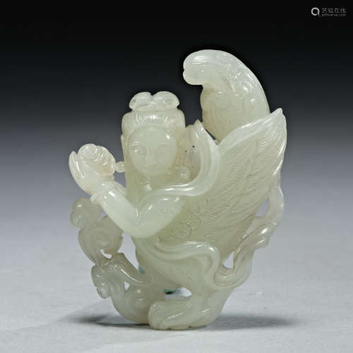 A jade carving of winged deity,Liao dynasty