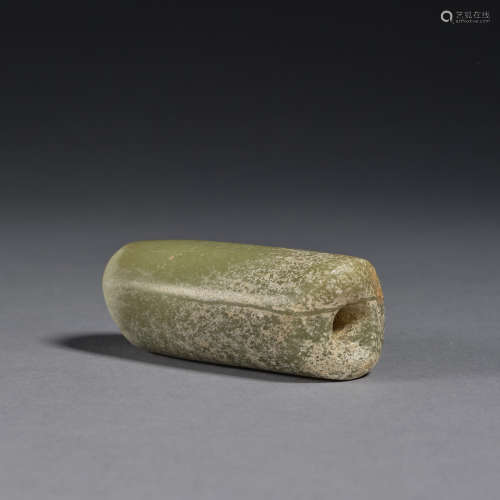 A celadon jade tube Neolithic period, Hongshan culture