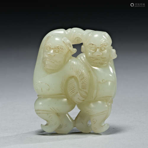 A jade carving of ancient nomadic people dancing,Liao dynast...