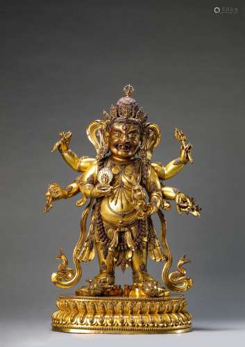 A gilt-bronze figure of Mahakala, Tibet,Qing dynasty