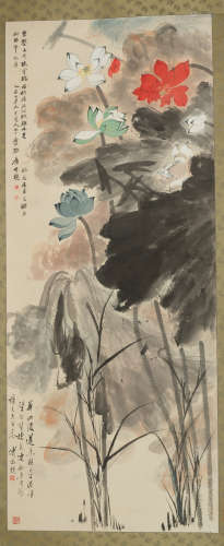 Zhang Daqian(Chang Dai-chien, 1899-1983),Lotus,with Rongbaoz...