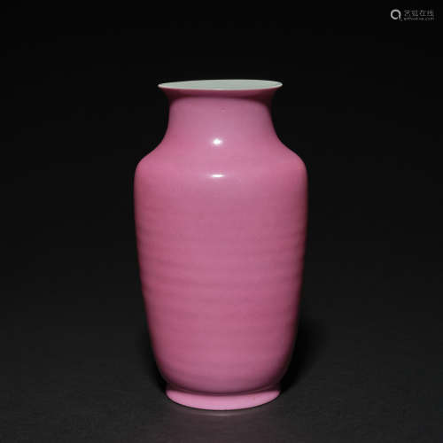 A pink-glazed vase, Qing dynasty , Yongzheng mark and period
