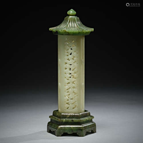 A pagoda-shaped jade incense burner,Qing dynasty