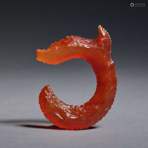 An agate minimalist dragon carving Neolithic period, Hongsha...