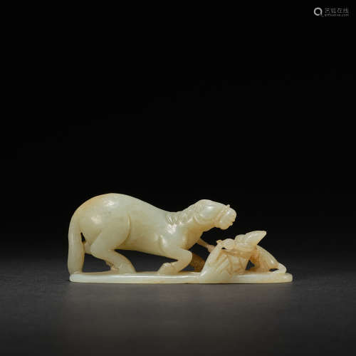 A celadon jade 'horse and monkey' group, Qing dynasty