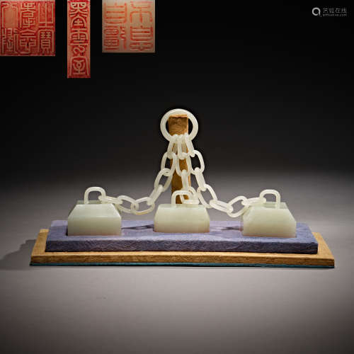 Jade seals,a set of three,Qing dynasty