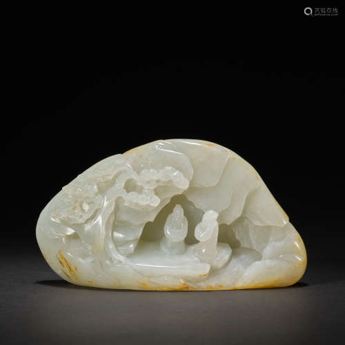 A white jade 'visiting friend' mountain ,Qing dynasty