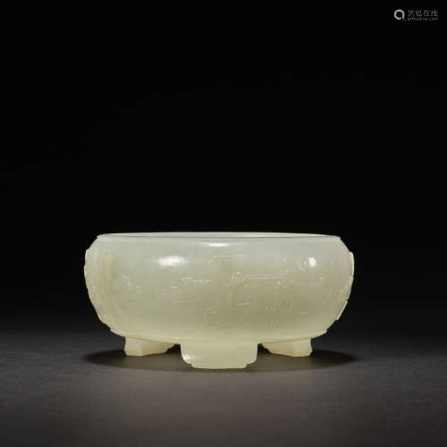 A white jade  tripod incense burner,Qing dynasty