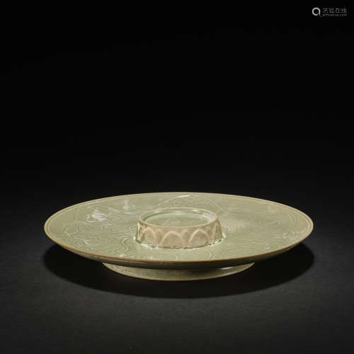 A Yaozhou celadon carved 'floral' plate ,Song dynasty