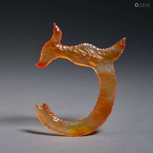 An agate dragon carving Neolithic period, Hongshan culture