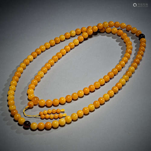 Natural amber beads necklace,108 amber beads with several ag...