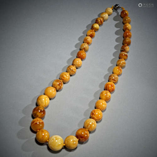 Natural amber beads necklace,35 amber beads