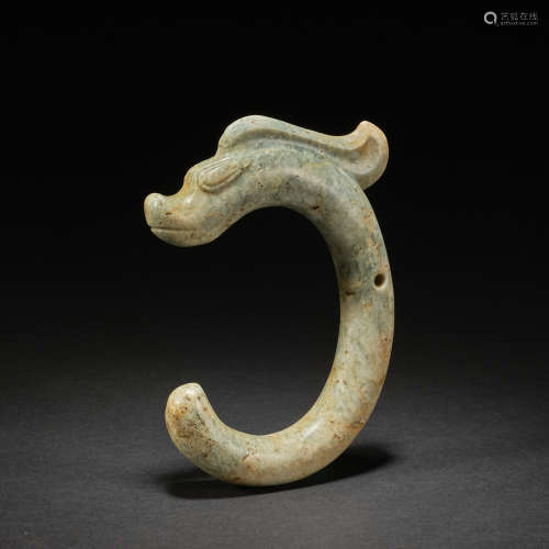 An important jade ‘C-shaped' 'dragon' pendant Neolithic peri...