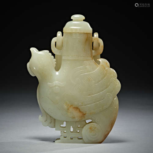 A bird-shaped jade vase with cover,Warring States