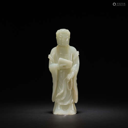 A white jade figure of a buddha,Qing dynasty