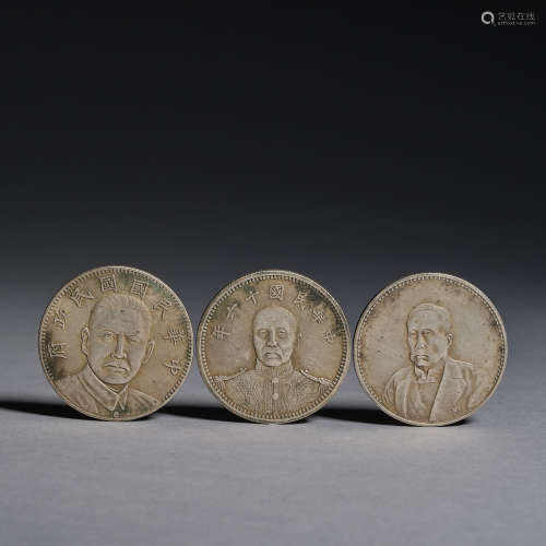 Ancient Chinese pure silver coins,Qing dynasty,a set of thre...