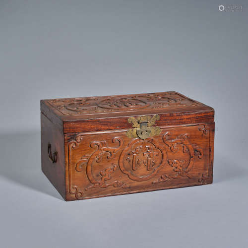 A Huanghuali wood box,Qing dynasty
