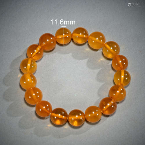 Natural amber beads bracelet,17 beads,diameter 11.6mm