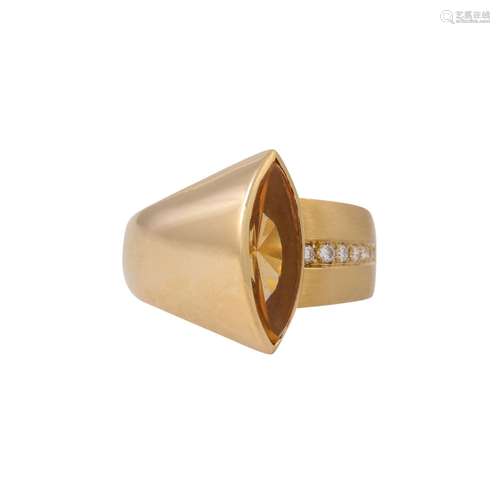 CÉDÉ Ring mit Citrin und 8 Brillanten von zus. ca. 0,15 ct,