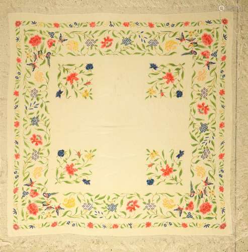 Silk embroidery, China, approx. 60 years,
