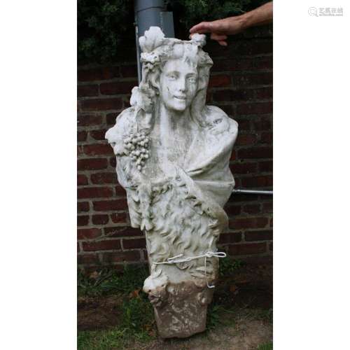 An Antique And Large Marble Sculpture / Bust.