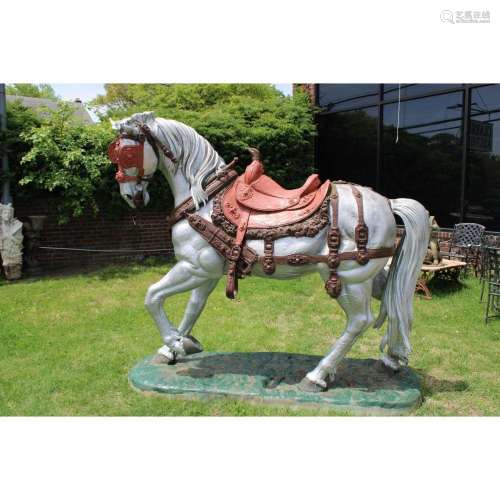 Impressive Signed Life Size Painted Metal Horse
