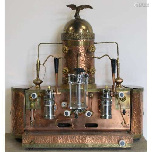 Large Vintage Brass & Copper Cappuccino Machine