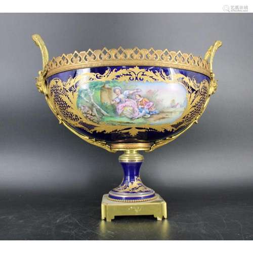 Sevres Bronze Mounted Porcelain Centerpiece.