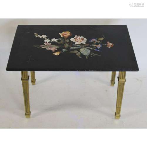 Finely Executed Marble Pietra Dura Top Table.