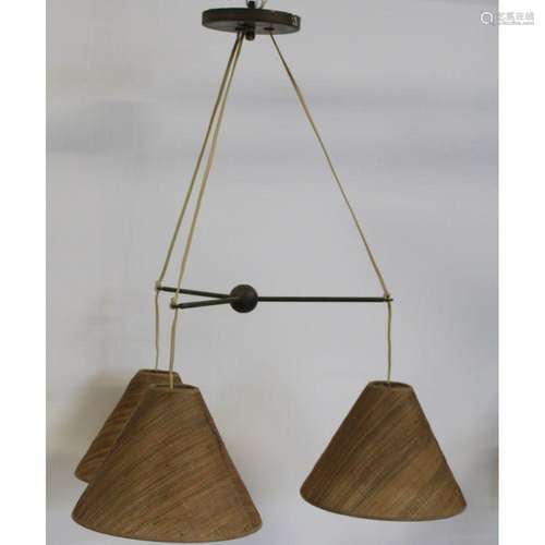 Midcentury Danish Modern 3 Light Chandelier.