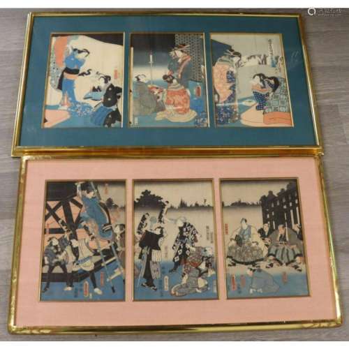 (6) Framed Japanese Toyokuni III Prints.