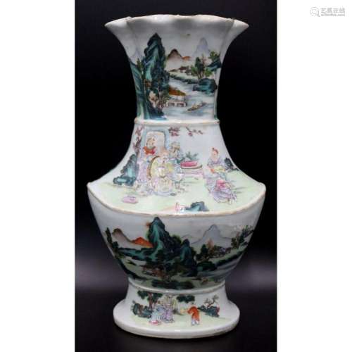 Chinese Famille Verte Enamel Decorated Vase.