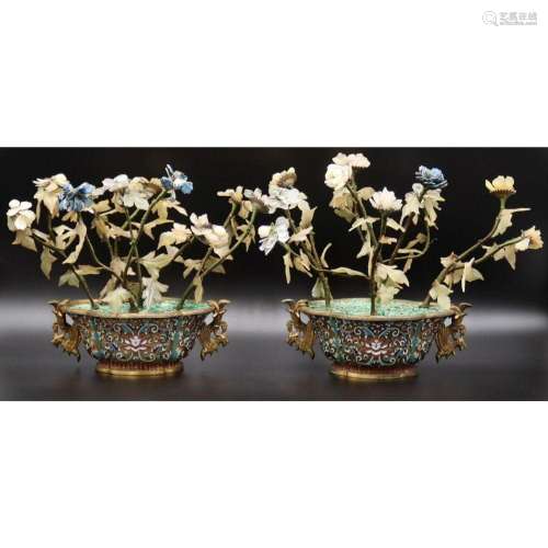 Pair of Chinese Qianlong Cloisonne Jardinieres.