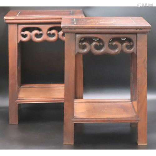 Pair of Chinese Carved Wood Stands.