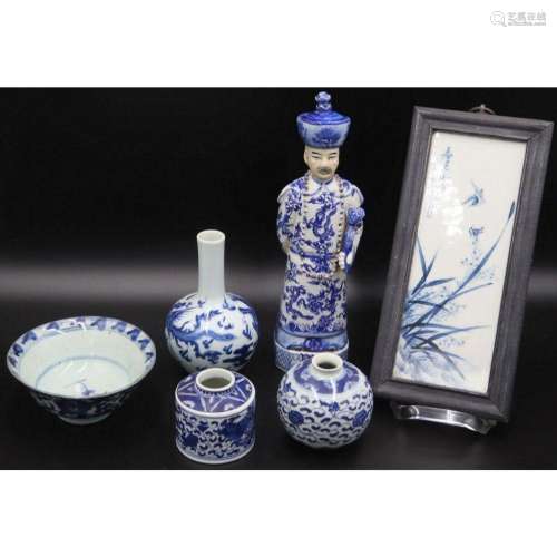 Grouping of Asian Blue and White Porcelains.
