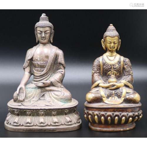 (2) Seated Buddhas on Lotus Bases.